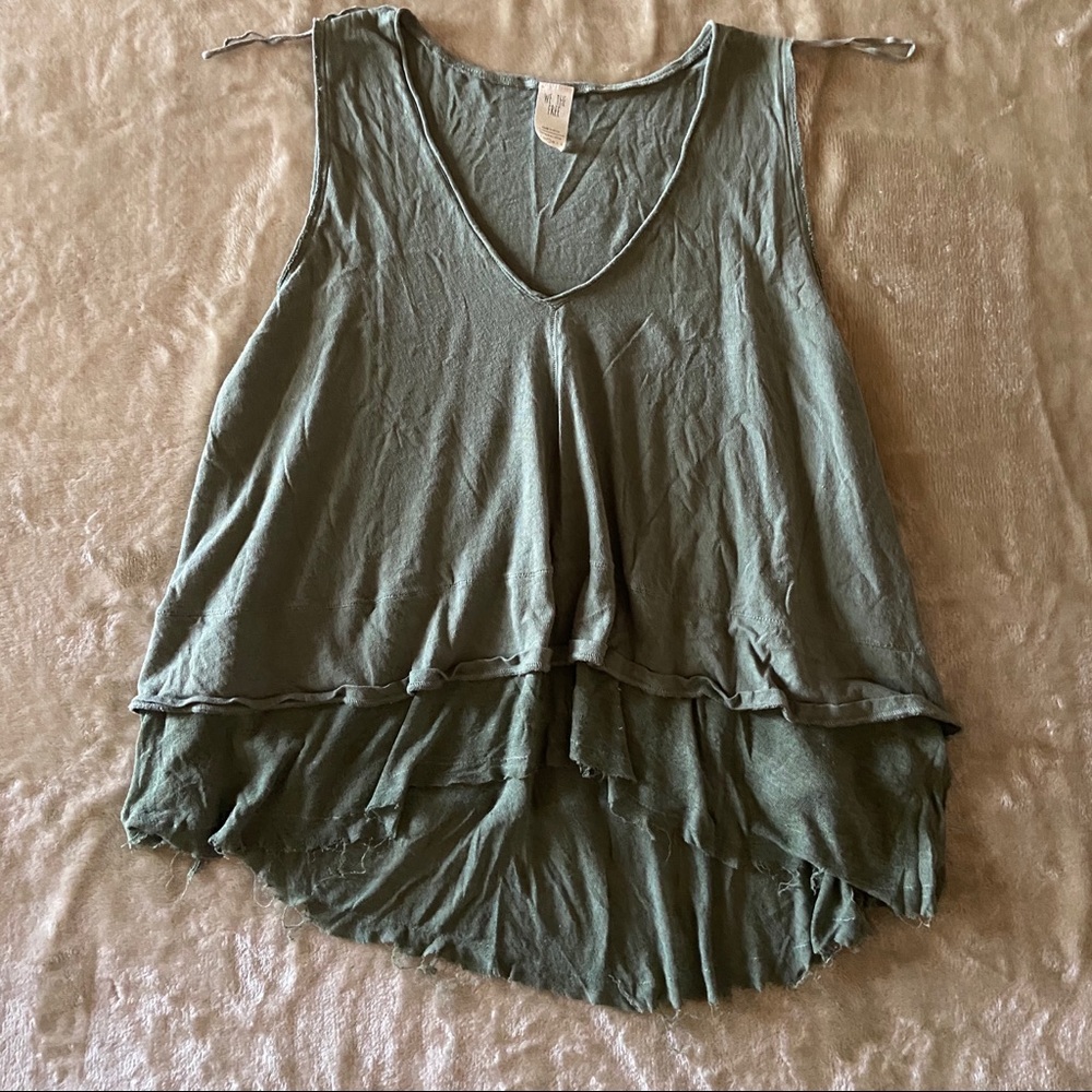 Free people green raw hem tank